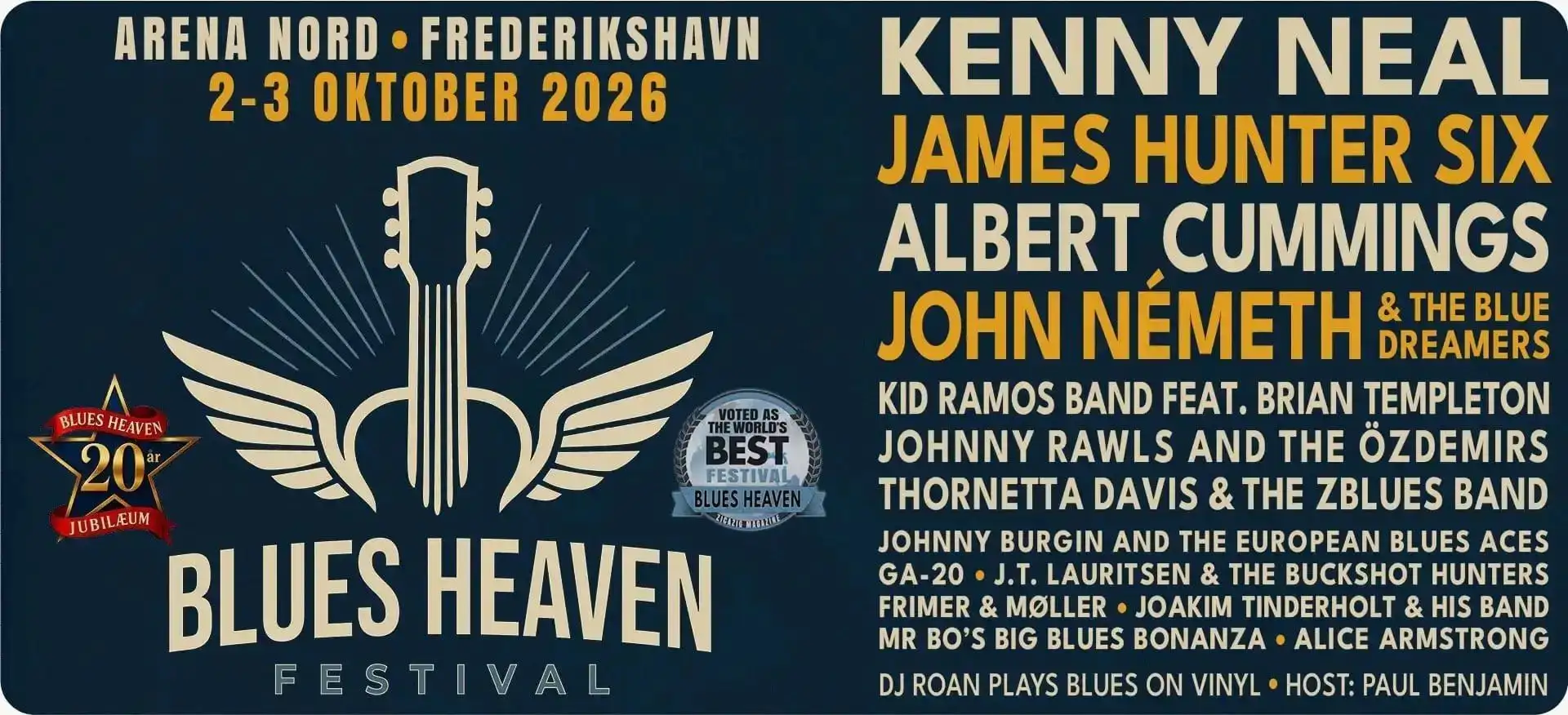 Blues Heaven Festival 2026 – 2.-3. oktober, Arena Nord Frederikshavn