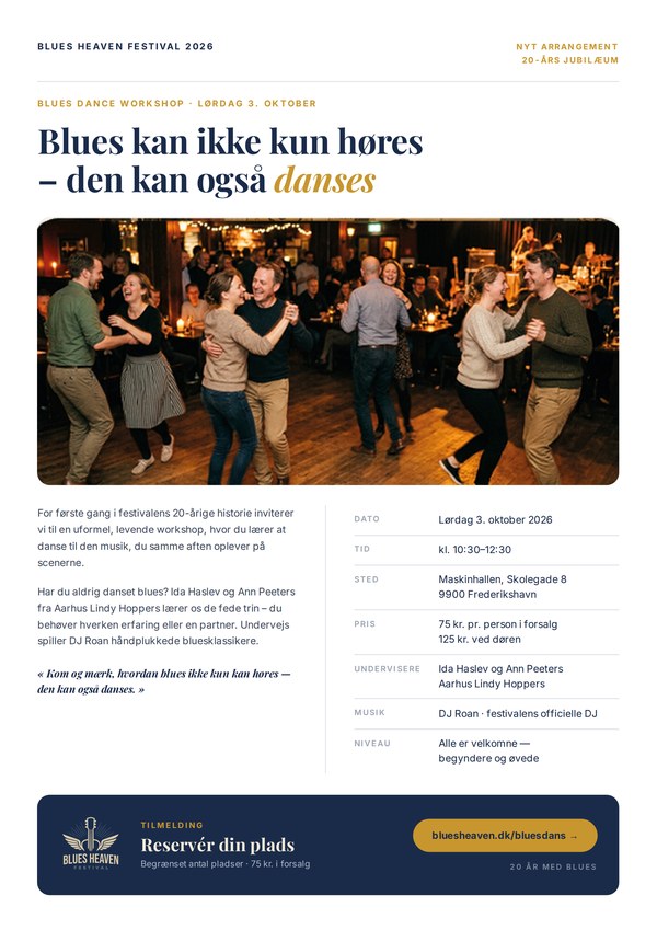 Blues Dance Workshop – A4-plakat - grafik til pressebrug - Blues Heaven