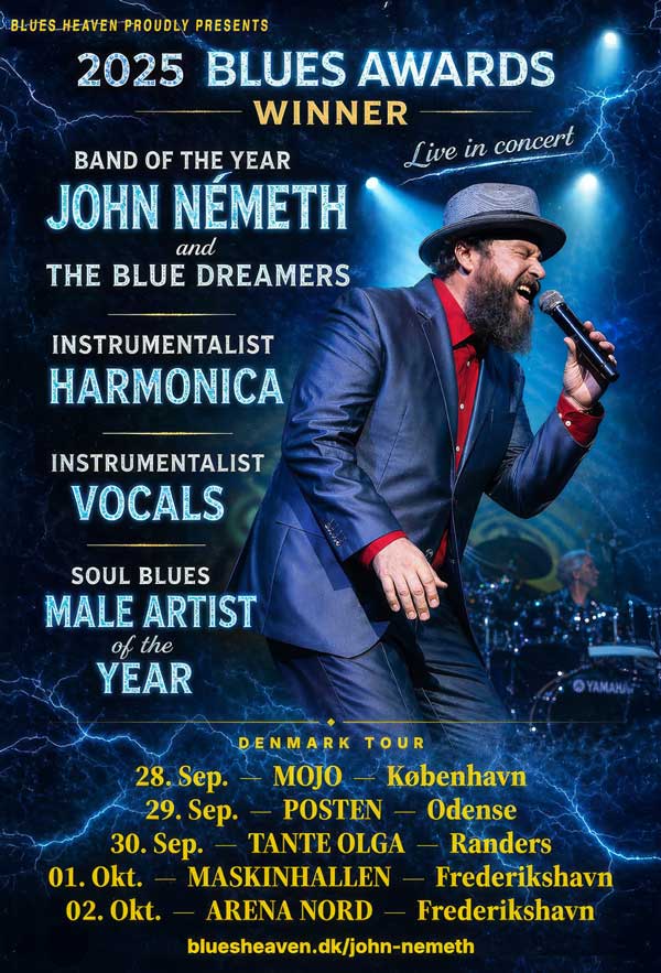 John Németh – turnéplakat - grafik til pressebrug - Blues Heaven